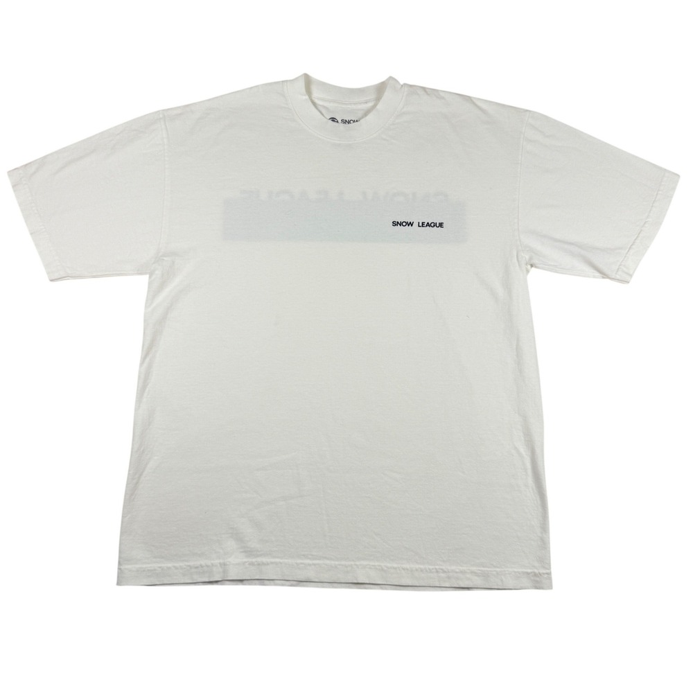 The‎ Snow League Graphic T-Shirt White Short Sleeve Tee Large Winter Sports